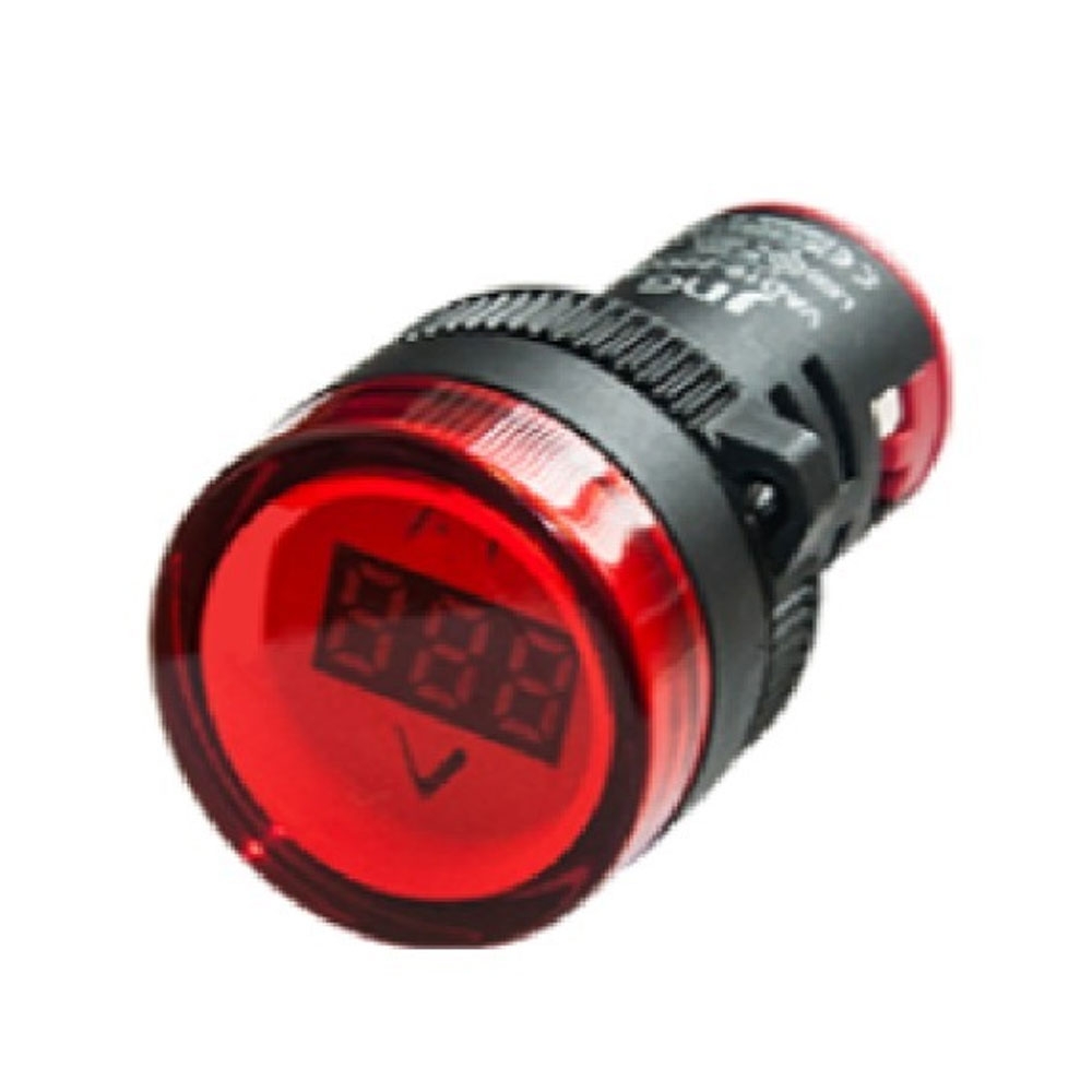 Voltímetro Digital AC 60-500V - Circular 22mm Para Painel - Vermelho - AD16-22DSV      