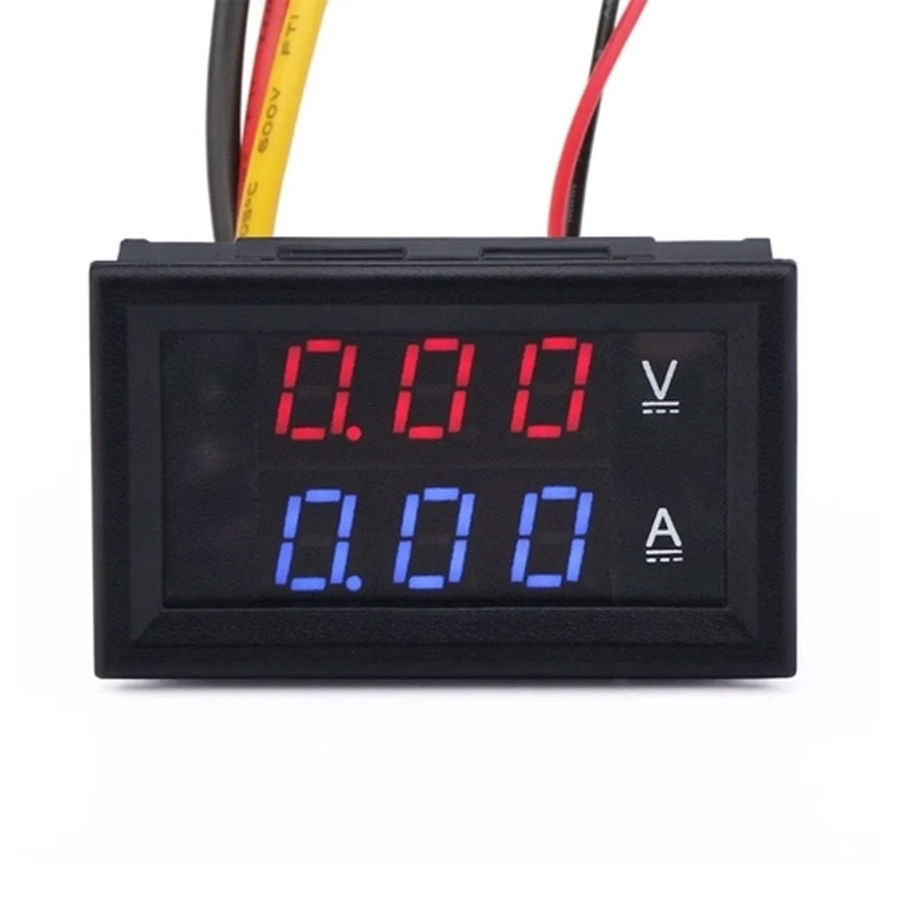 Voltímetro e Amperímetro DC -0-100Vdc - 10A - Vermelho/Azul      